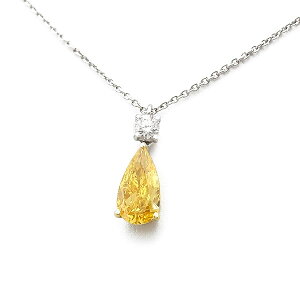 【緑屋質屋】グラフ(GRAFF) ペアシェイプ イエローダイヤモンド ネックレス 1.22ct FVOyY Pt950【中古】