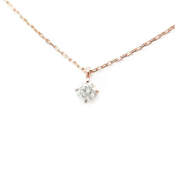 【緑屋質屋】ete(エテ) ダイヤモンド ネックレス ブライト 0.10ct K18PG 260839-660839【中古】のサムネイル