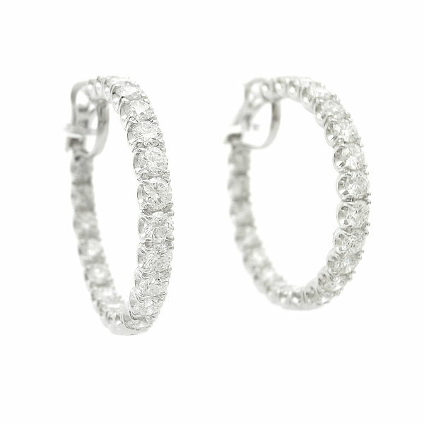 【緑屋質屋】グラフ(GRAFF) ラウンドダイヤモンド フープ ピアス RGE542 トータル約8ct K18WG【中古】