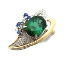 【緑屋質屋】石川暢子 グリーントルマリン リング 7.28ct サファイア・ダイヤ入り Pt900/K18YG【中古】(4)