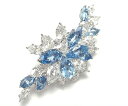 【緑屋質屋】ハリーウィンストン クラスターブローチ アクアマリン・ダイヤ Pt950【中古】