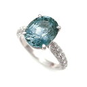 【緑屋質屋】ギメル(gimel) 非加熱サファイア リング パステルグリーニッシュブルー 4.81ct Pt950 パヴェダイヤ0.662ct【中古】