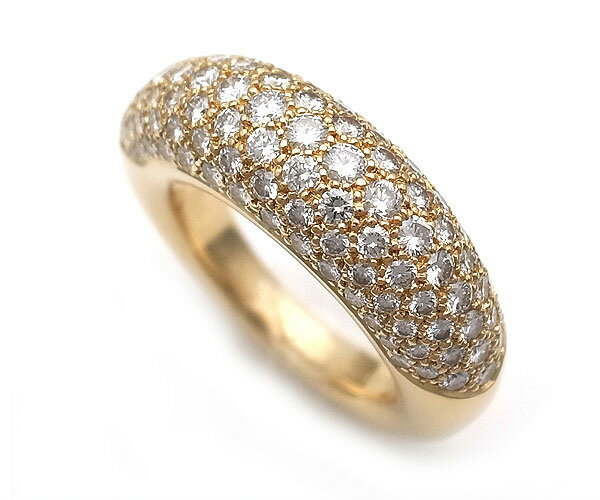 【緑屋質屋】ショーメ　アノーリング　パヴェダイヤ　幅7mm　K18YG【中古】