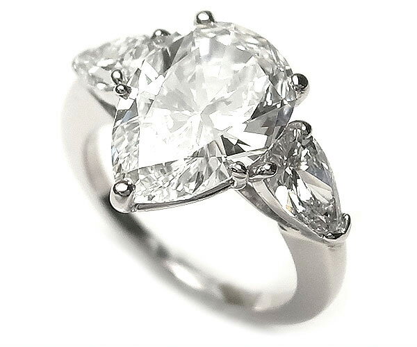 【緑屋質屋】カルティエ ペアシェイプダイヤモンドリング 3ctアップ Pt950【中古】