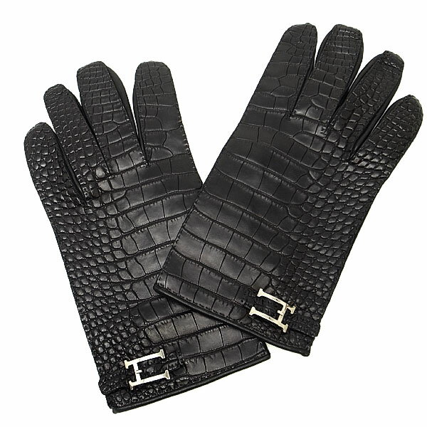 【緑屋質屋】【プライスダウン】エルメス クロコ 手袋(グローブ)【中古】のサムネイル