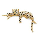 【緑屋質屋】ヴァンクリーフ&アーペル アニマル ブローチ(クリップ) ダイヤ・オニキス・エメラルド 豹(Leopard) K18YG【中古】