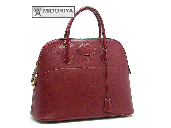 【緑屋質屋】エルメス　ボリード　37cm　型押し/ボルドー系レッド【中古】のサムネイル