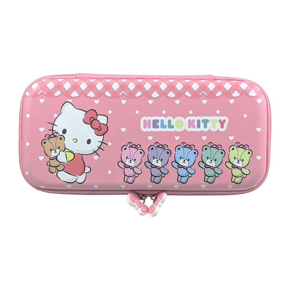 Rakuten - アローン サンリオキャラクターズ ハローキティ 12.5×4×26.5cm ピンク チェック柄 内側ポケット付 軽量 switch/switch有機EL対応