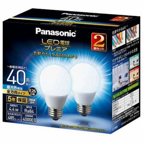 パナソニック　LED電球　プレミア　40W形　全方向　昼光色　2個入り　LDA4DGZ40ESW22T