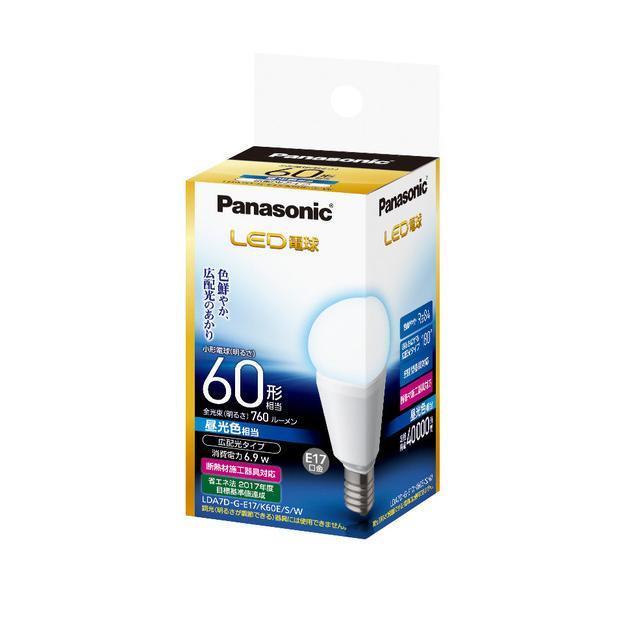 Rakuten - パナソニック Panasonic LED電球 E17口金 60形相当 昼光色相当 広配光タイプ LDA7DGE17K60ESW 6.9W クリプトンタイプ
