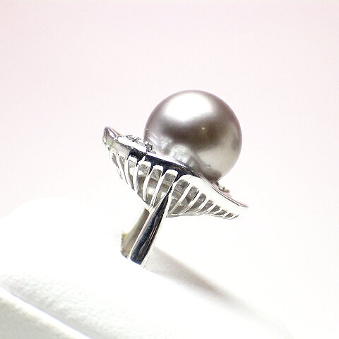 パール リング（7119）指輪 黒蝶真珠 12.0mm タヒチパール プラチナ ダイヤモンド 結婚式 miekenpearl-10001337 三重県真珠 サンプル画像2