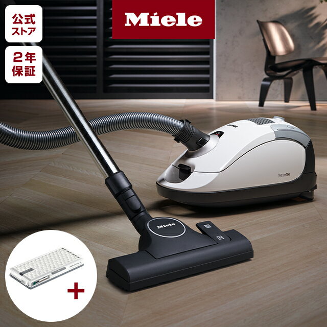 Miele ミーレ 高性能 紙パック式 掃除機 ホワイト ＆ HEPA フィルター セット コード 強力 吸引力 静音 コンパクト キャニスター 花粉 ダニ 対策 ハウスダスト Compact C1 SCAO 3 W Pure Suction ダストバック ギフト 【メーカー公式店】