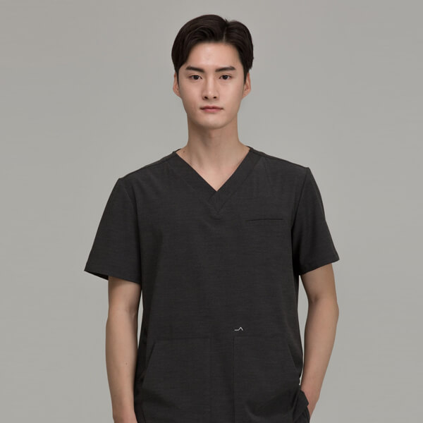 楽天MIELセレクトショップ男性用 Tops ☆V-neck Front 3-pocket Scrub Men's Top Dark Gray☆病院ユニフォームデザイナー専門ブランド Acmeci☆医者・病院制服・手術着・スクラブ・医務衣などの専門店です♪ Acmeci