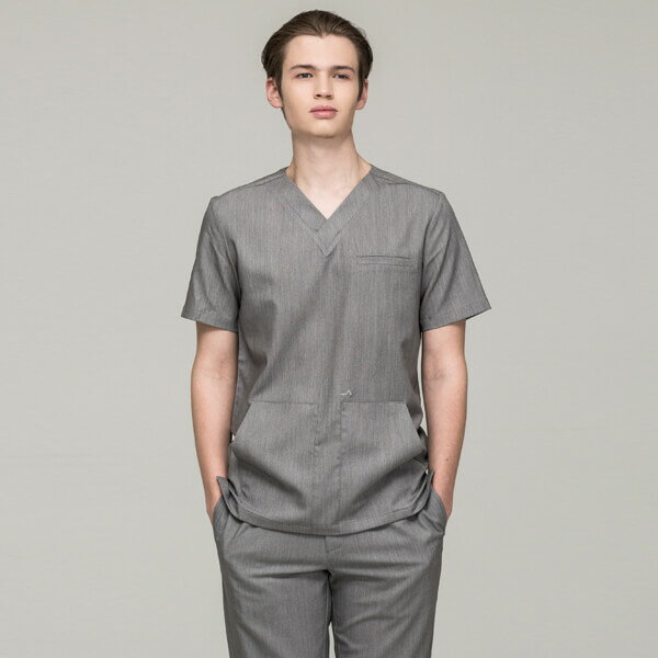  Tops V-neck Front 3-pocket Scrub Men's Top Warm Gray±˥եǥ...