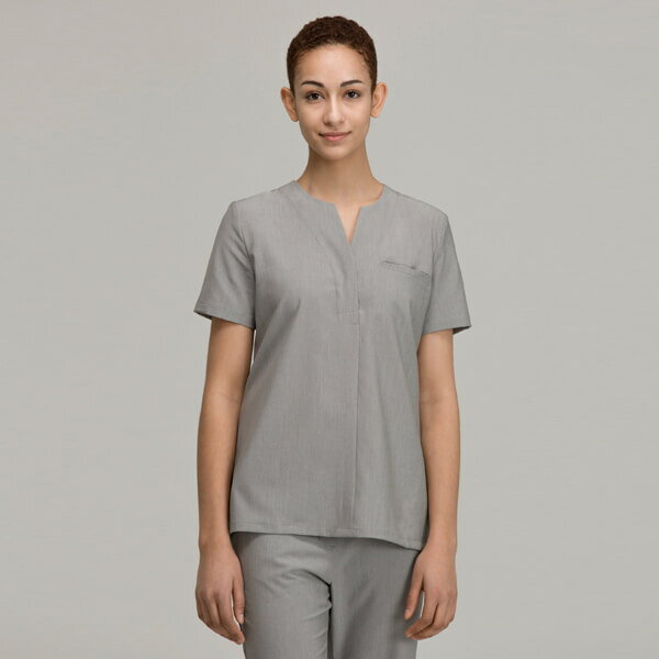  TOP Notch neck Front Pocket Scrub Women's Top (Dry up) Warm Gray...