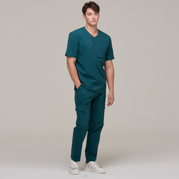  Tops Open V-neck Relaxed Pocket Scrub Men's Top Caribbean Blue±...