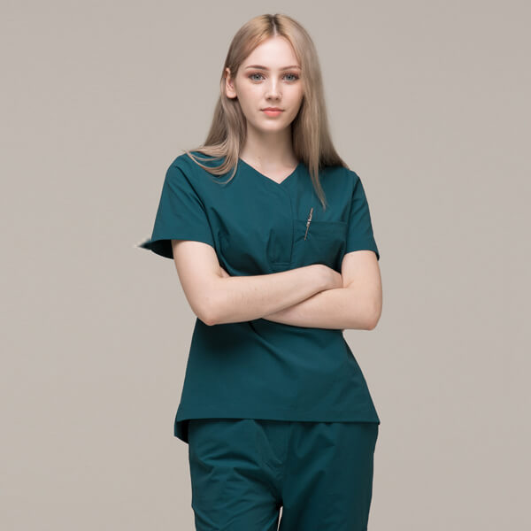 女性用 TOP ☆Open V-neck Relaxed Pocket Scrub Women's Top Caribbean Blue☆病院...