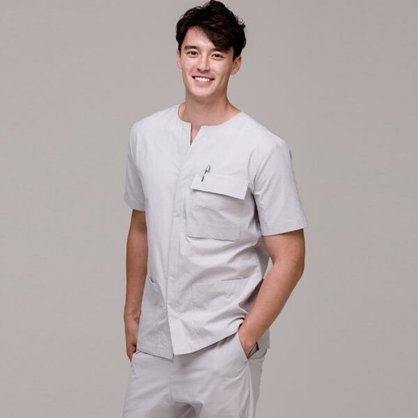  Tops Notch neck 3-pocket Open Scrub Men's Top Cement±˥եǥ...