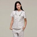 女性用 TOP☆Notch neck 3-pocket Open Scrub Women's Top Cement☆病院ユニフォームデザイナー専門ブランド Acmeci☆医者・病院制服・手..