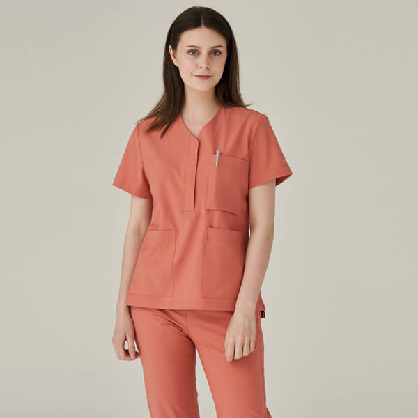 女性用 TOP ☆Mare Open Neck Scrub Women's Top Coral Sun☆病院ユニフォームデザイナー専門ブランド Acmeci☆医者・病院制服・手術着・スクラブ・医務衣などの専門店です♪ Acmeci 2
