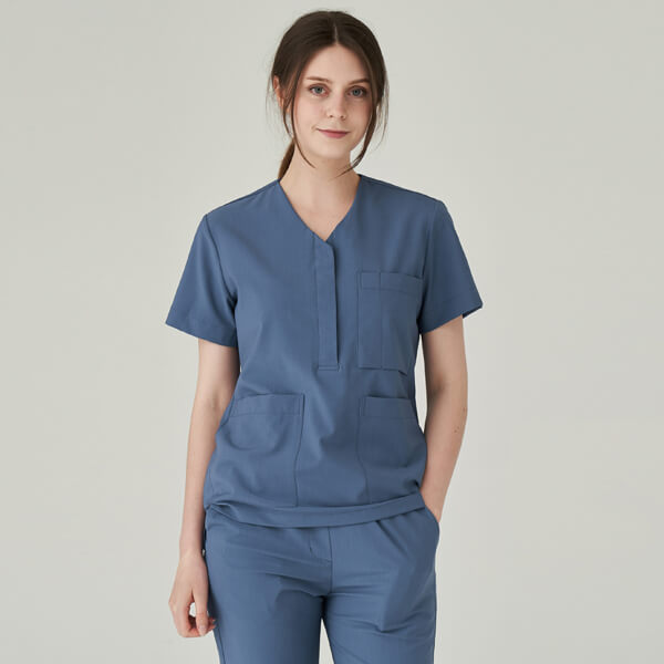  TOP Mare Open Neck Scrub Women's Top Medieval Blue±˥եǥʡ...