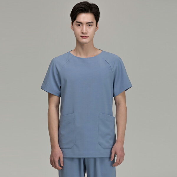  Tops Boat neck Reglan scrub Men's Top Ceil Blue±˥եǥʡ֥...