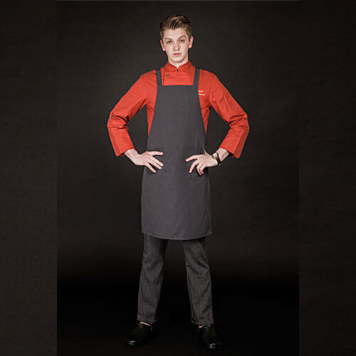 撥水加工されたカナダグース素材を使用し製作 エプロン☆canada-goose chest apron deep grey #AA1655☆ユニフォームデザイナー専門ブランド a.mont☆飲食店・ホテル・サービスユニフォーム 制服 …