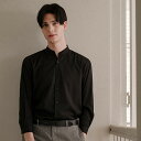 8分袖、長袖シャツ Blackー☆notch neck wrinkle-free stretch shirts #AS1925 black☆ユニフォームデザイナー専門ブランド a.mont☆飲食店・ホテル・サービスユニフォーム(制服)接客・厨房・コックコート・エプロンなどの専門店です♪ ☆a-montシャツ