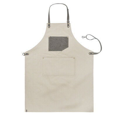 キャンバス素材にレザーポケットポイントエプロン☆Canvas leather string Apron (Grey) #AA1513☆ユニフォームデザイナー専門...
