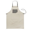 キャンバス素材にレザーポケットポイントエプロン☆Canvas leather string Apron (Grey) #AA1513☆ユニフォームデザイナー専門ブランド a.mont☆飲食店・ホテル・サービスユニフォーム（制服）接客・厨房・コックコート・エプロンなどの専門店です♪ ☆a-montエプロン