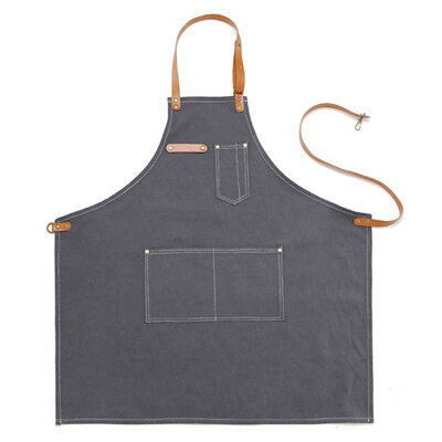 ウォッシング加工を施したビンテージエプロン☆Vintage canvas leather Apron Grey #AA1515☆ユニフォームデザイナー専門ブラン...