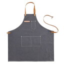 ウォッシング加工を施したビンテージエプロン☆Vintage canvas leather Apron Grey #AA1515☆ユニフォームデザイナー専門ブランド a.mont☆飲食店・ホテル・サービスユニフォーム（制服）接客・厨房・コックコート・エプロンなどの専門店です♪ ☆a-montエプロン