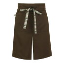 前スリット入りで動きやすく、軽くて柔らかい素材☆Tartan Check Point Apron (Brown) #AA1605☆ユニフォームデザイナー専門ブランド a.mont☆飲食店・ホテル・サービスユニフォーム(制服)接客・厨房・コックコート・エプロンなどの専門店です♪ ☆a-montエプロン(3)
