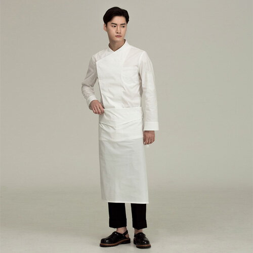 クラシック感のあるスペシャルエーモントシェフエプロン☆Coverd relaxed chef apron Off White #AA1914☆ユニフォームデザイナー専門ブランド a.mont☆飲食店・ホテル・サービスユニフォーム 制…