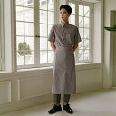 機能性ポリ素材にコットン加 工エプロン☆Wrinkle-free side big pocket waist apron (Grey) #AA1957☆ユニフォ...