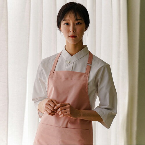 機能性素材の長所を最大限シェフエプロン☆Colmar wrinkle-free neck strap apron Pink #AA1962☆ユニフォームデザイナー専門ブランド a.mont☆飲食店・ホテル・サービスユニフォーム 制服 接客・…