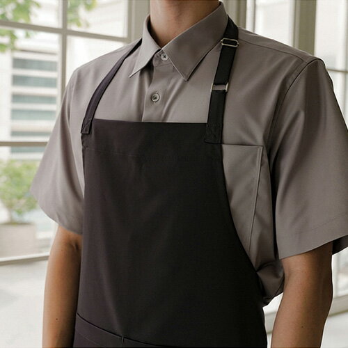 機能性素材の長所を最大限シェフエプロン☆Colmar wrinkle-free neck strap apron Purple Grey #AA1962☆ユニフォームデザイナー専門ブランド a.mont☆飲食店・ホテル・サービスユニフォーム 制服…