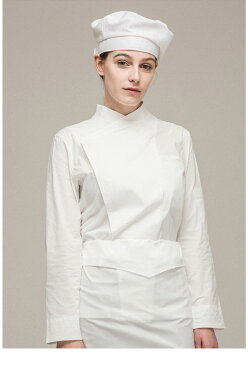 モダンデザイン シェフコート☆Hidden cleff relaxed chef women coat (Off white) #AJ1912☆ユニフォームデザイナー専門ブランド a.mont☆飲食店・ホテル・サービスユニフォーム(制服)接客・厨房・コックコート・エプロンなどの専門店です♪ ☆a-montジャケット