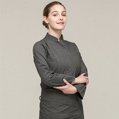 クラシックな感性のシェフコート☆Side Pintuck Relaxed Chef Woman Coat (Dark grey) #AJ1913☆ユニフォームデ...