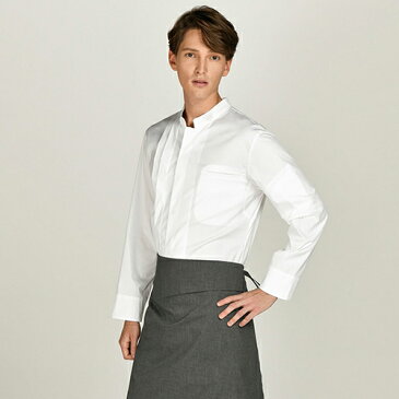 クラシックな感性のシェフコート☆Side Pintuck Relaxed Chef Coat (Off white) #AJ1913☆ユニフォームデザイナー専門ブランド a.mont☆飲食店・ホテル・サービスユニフォーム(制服)接客・厨房・コックコート・エプロンなどの専門店です♪ ☆a-montジャケット