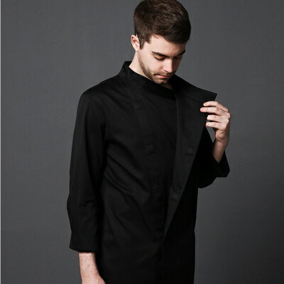 衣類専用の特殊防水マグネットを使用 シェフコート☆MAGNETIC hidden jw chef coat (Black) AJ1835☆ユニフォームデザイナー専門ブランド a.mont☆飲食店 ホテル サービスユニフォーム（制服）接客 厨房 コックコート エプロンなどの専門店です♪ ☆a-montジャケット