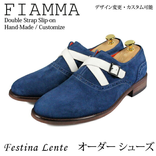 ラムスエード 穴飾り ストラップポイント スリッポン・ローファー シューズ Fiamma