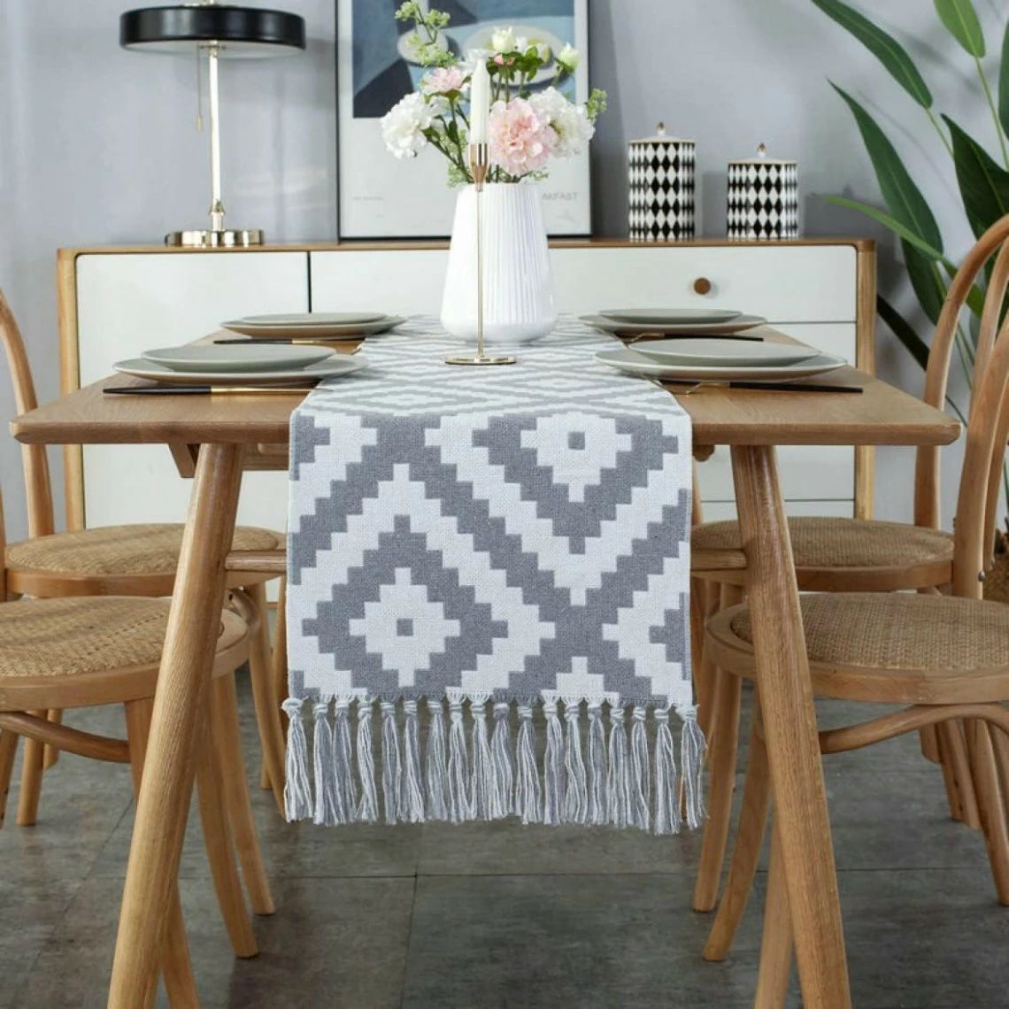 テーブルセンター グレー 32*220 ブル? ダークオリーブ