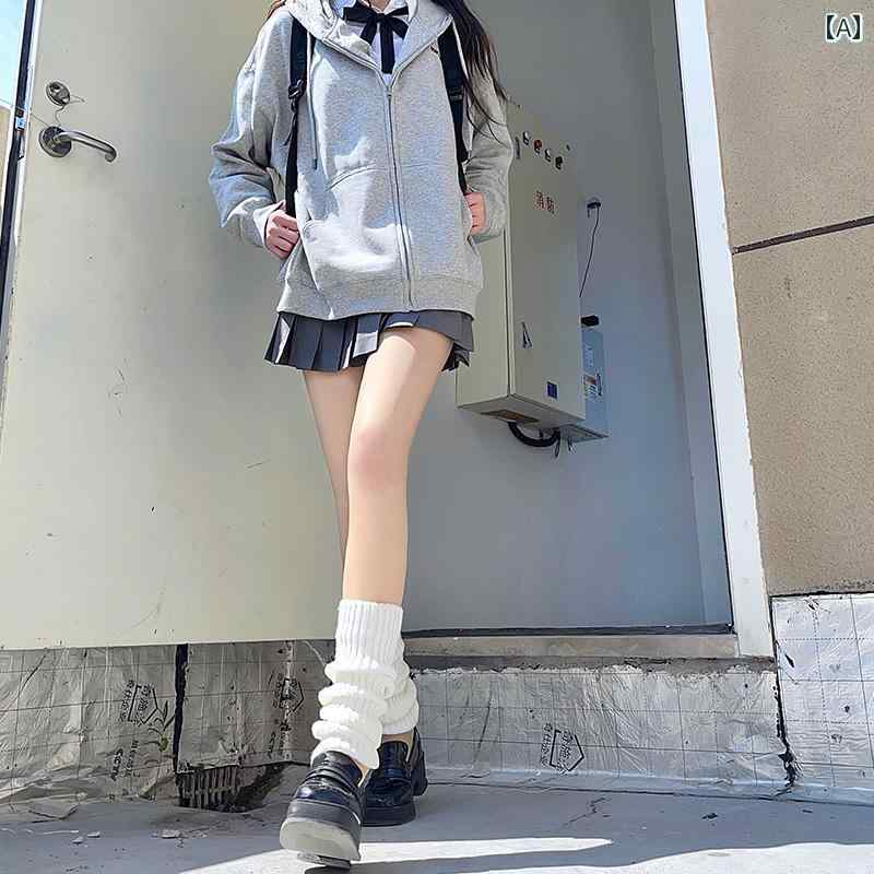 温かい 暖かい 着る岩盤浴 ソックス ワイドレッグウォーマー 靴下 イン ホワイト 縦縞 ニット レッグカバー 秋冬 学生 ホット ガールズ JK ミッドレン グ スカーフ パイルソックス 女性用 Y2K