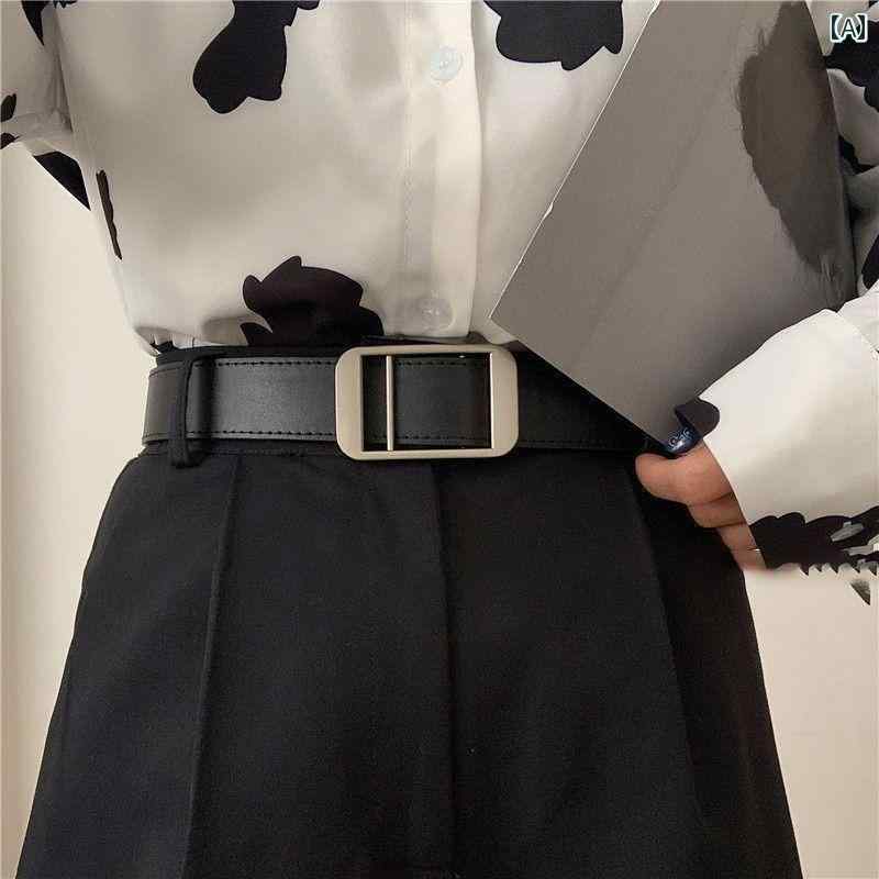定番 おしゃれ シンプル お出かけ レザーベルト レザー オシャレ 韓国 パンチ フリー イン ベルト シンプル レディースカジュアル 学生 ジーンズ 装飾
