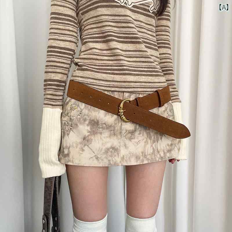 定番 おしゃれ シンプル お出かけ レザーベルト レザー オシャレ 女性用 ヴィンテージ 革 ベルト な スエード ウエスト 2 層 牛革 ジーンズ ベルトの 装飾に 最適