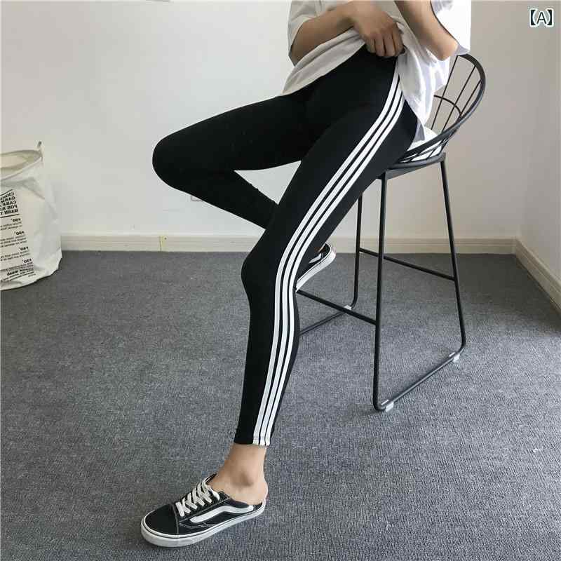 ヨガ　フィットネス　パンツ 2024 夏 モーダル 3 ストライプ 白 スポーツ タイト スリム ストレッチ レギンス パンツ レディース小 足 アウター