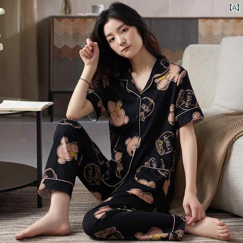 ワイドレッグ　パンツ　レディース パジャマ レディース 夏 綿 半袖 ズボン かわいい 2025 春秋 薄手 スタイル 外出 着 家 スーツ