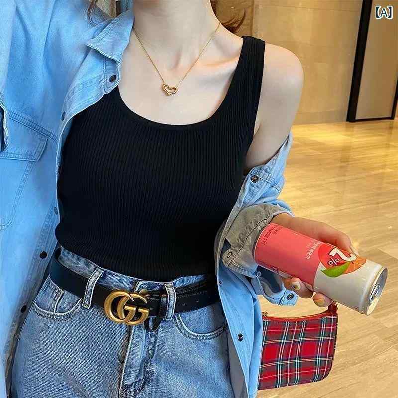 サマーニット ノースリーブ レディース トップス お腹 カバー 冷感 キャミソール レディース 2025夏 ア..