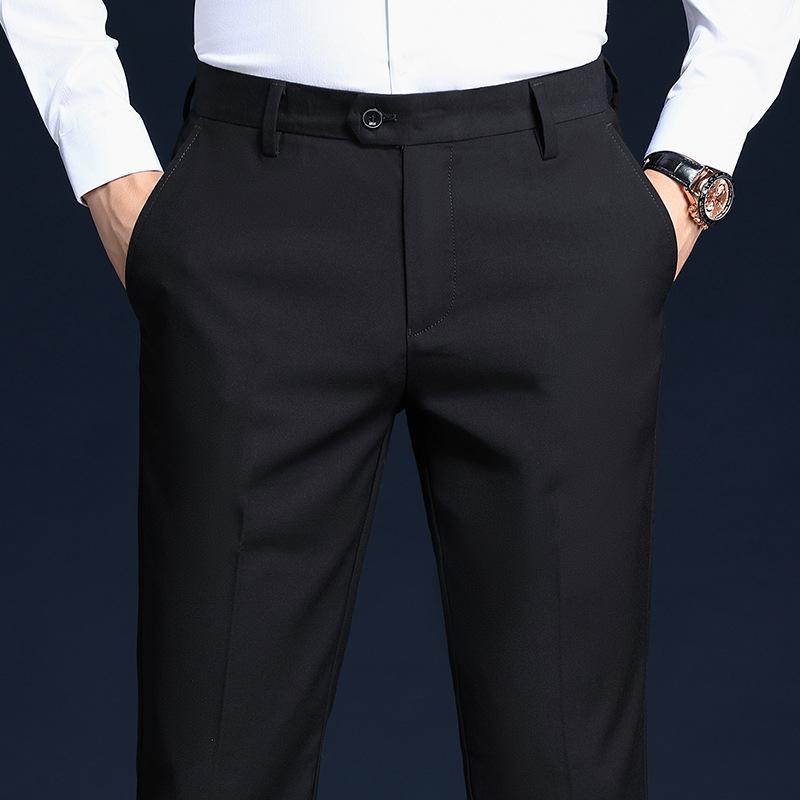 パンツ 男性用 ビジネス カジュアル ロングパンツ 秋冬 厚手 伸縮性 ストレート 多ポケット 普段使い オフィス ワークパンツ ズボン 黒..